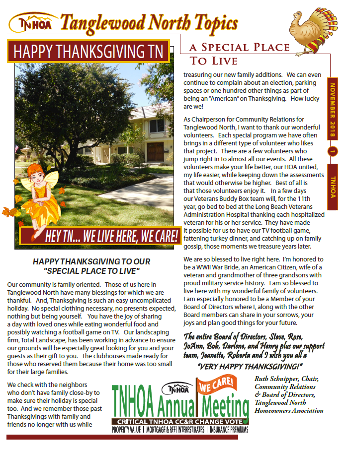 Read more about the article Tanglewood North Topics – November 2018
