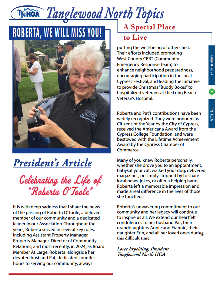 Read more about the article Tanglewood North Topics – August 2024