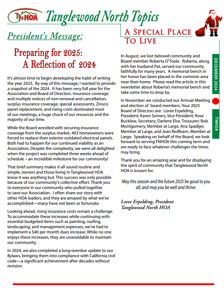 Read more about the article Tanglewood North Topics – December 2024