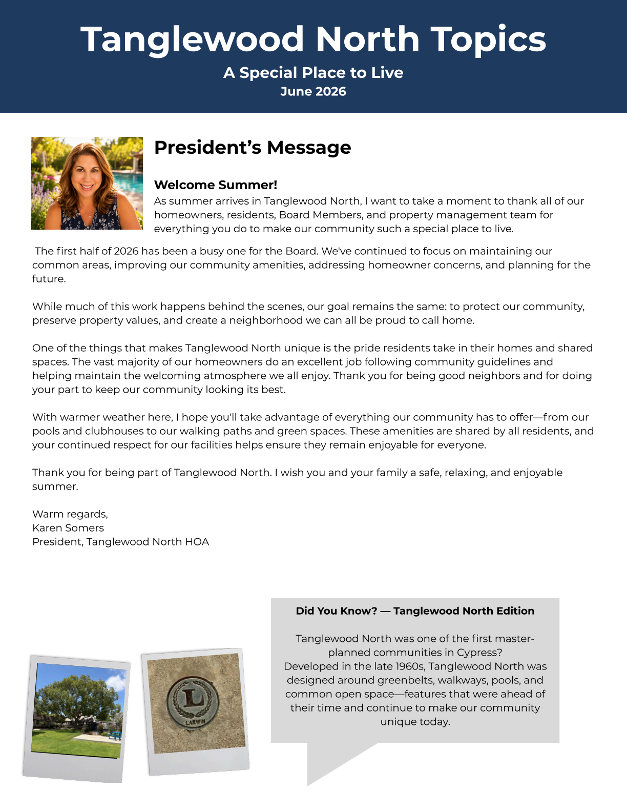 Read more about the article Tanglewood North Topics – June 2026